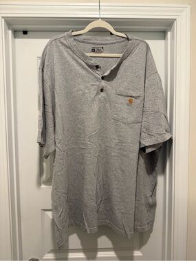 Carhartt Gray Short-Sleeve Henley Pocket Tee